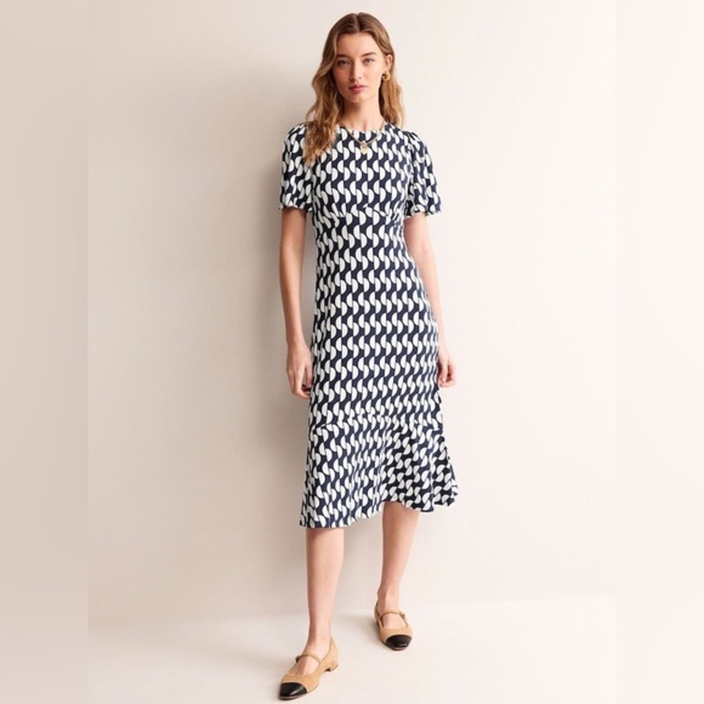 Boden Blue Felicity Jersey Midi Tea Dress Size 6 - Picture 1 of 6
